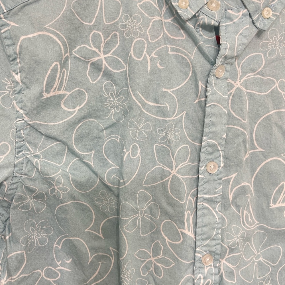 Disney Mickey Men's Hawaiian Button Aloha Sky Blue Shirt Size Small - Picture 4 of 4